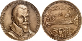 PERSONEN. 
MILITÄRS. 
HEEMSKERCK, Jacob van *1.3.1567 Amsterdam +25.4.1607 Gibraltar. Medaille o.J. (1938) (v. Jac. J. van Goor) a.s. Tod (und Sieg ...