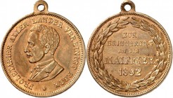 GESCHICHTE u. VERKEHRSWESEN. 
KRIEG und FRIEDEN. 
Deutsche Reichspolitik 1871-1914. Medaille 1892 (o. Sign.) Erinnerung an d. Maifeier d. Jahres. Br...