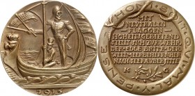 GESCHICHTE u. VERKEHRSWESEN. 
KRIEG und FRIEDEN. 
I. Weltkrieg 1914-1918 DEUTSCHLAND. Medaille 1915 (v.K.Goetz) Britischer Flaggenbetrug. . 


vz