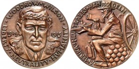 GESCHICHTE u. VERKEHRSWESEN. 
KRIEG und FRIEDEN. 
I. Weltkrieg 1914-1918 DEUTSCHLAND. Medaille 1915 (v. K. Goetz) Amerikas Neutralität, Kopf Präs. W...