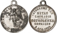 GESCHICHTE u. VERKEHRSWESEN. 
KRIEG und FRIEDEN. 
I. Weltkrieg 1914-1918 DEUTSCHLAND. Miniaturmedaille, Siegespfennig 1915 a.d. Einnahme von Mitau u...