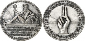 GESCHICHTE u. VERKEHRSWESEN. 
KRIEG und FRIEDEN. 
Weimarer Republik. Medaille 1925 (sign. MM) 1000 Jahre deutscher Rhein. Flussgott Rhenus lagert n....