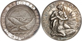 GESCHICHTE u. VERKEHRSWESEN. 
KRIEG und FRIEDEN. 
Weimarer Republik. Medaille 1930 (v. Lauer) auf die Rheinlandräumung. 2 knieende Frauen/ Ansicht d...