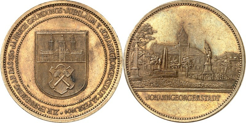 AUSBEUTE. 
DEUTSCHE LÄNDER UND STÄDTE. 
JOHANNGEORGENSTADT. Medaille 1904 (b. ...