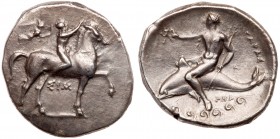 Calabria, Taras. Silver Nomos (7.69 g), ca. 330-325 BC. EF