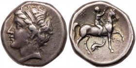 Calabria, Taras. Campano-Tarentine series. Silver Nomos (7.21 g), ca. 281-272 BC. VF