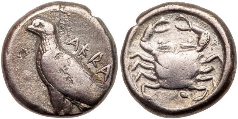 Sicily, Akragas. Silver Didrachm (7.74 g), ca. 495-485 BC. AKRA, sea eagle stand...