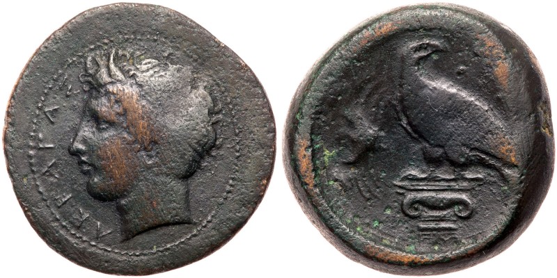 Sicily, Akragas. &AElig; Hemilitron (18.38 g) 28 mm, ca. 400-380 BC. AKPA&Gamma;...