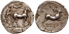 Sicily, Messana. Silver Tetradrachm (17.28 g), ca. 438-434 BC. EF