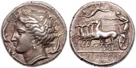 Sicily, Morgantina. Silver Tetradrachm (17.09 g), ca. 340 BC. EF