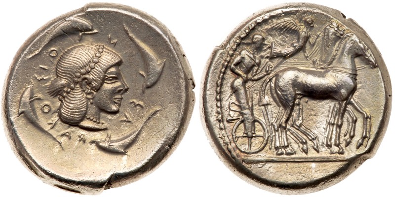 Sicily, Syracuse. Deinomenid Tyranny. Silver Tetradrachm (17.13 g), 485-466 BC. ...