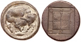 Macedonia, Akanthos. Silver Tetradrachm (17.19 g), ca. 470-430 BC. EF