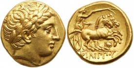 Macedonian Kingdom. Philip II. Gold Stater (8.69 g), 359-336 BC. EF
