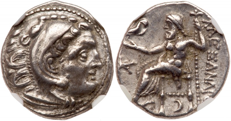 Macedonian Kingdom. Alexander III 'the Great'. Silver Drachm, 336-323 BC. Koloph...