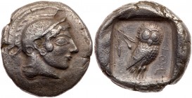 Attica, Athens. Silver Tetradrachm (16.94 g), ca. 510-500/490 BC. VF