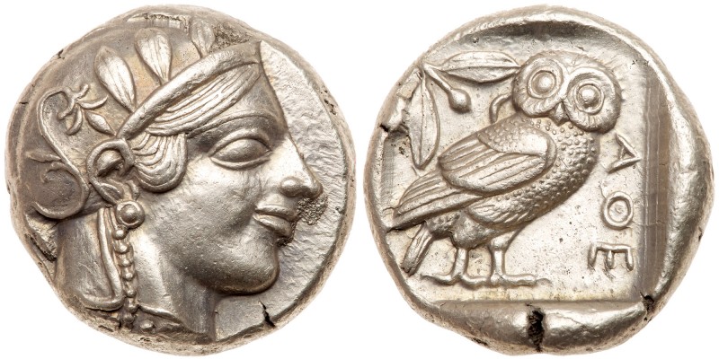 Attica, Athens. Silver Tetradrachm (17.16g), ca. 455-440 BC. Early transitional ...