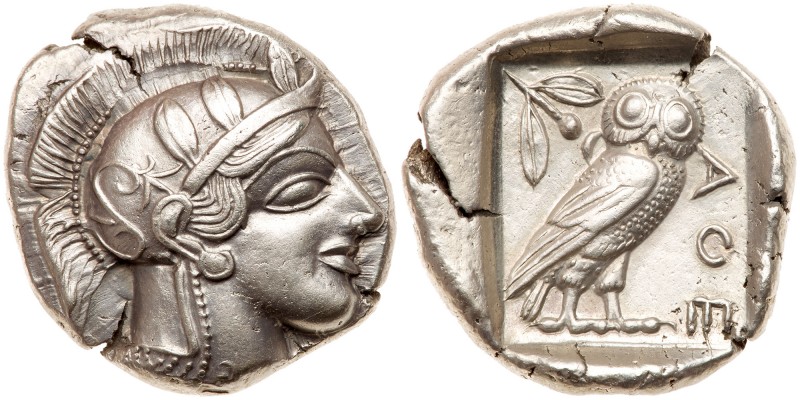 Attica, Athens. Silver Tetradrachm (17.09g), ca. 440-404 BC. Head of Athena righ...