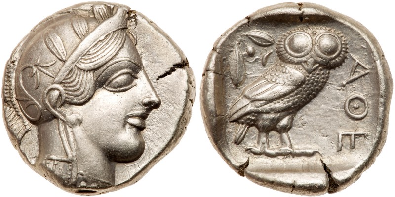 Attica, Athens. Silver Tetradrachm (17.14g), ca. 440-404 BC. Head of Athena righ...