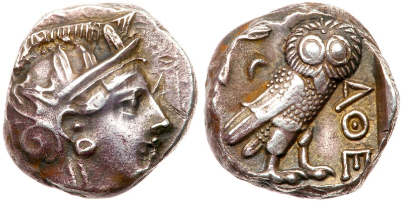 Attica, Athens. Silver Tetradrachm (17.22 g), ca. 350-294 BC. Helmeted head of A...