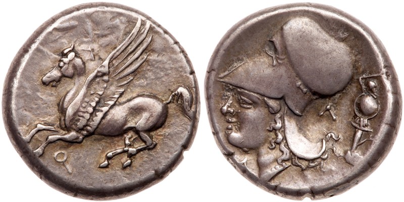 Corinthia, Corinth. Silver Stater (8.55 g), ca. 350/45-285 BC. Q below, Pegasos ...