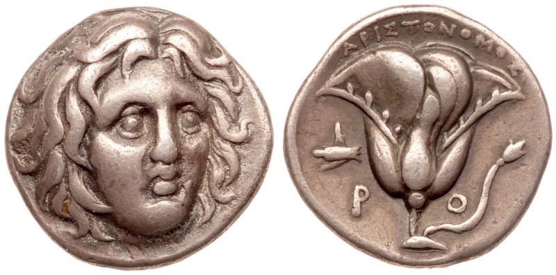 Islands off Caria, Rhodes. Silver Didrachm (6.62 g), ca. 275-250 BC. Aristonomos...