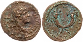 Judaea, Herodian Kingdom. Agrippa II, with Domitian. ﾒ (3.70 g), ca. 50-100 CE. VF