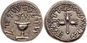 Judaea, The Jewish War. Silver Shekel (14.16 g), 66-70 CE. EF