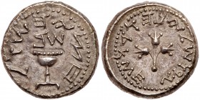 Judaea, The Jewish War. Silver 1/2 Shekel (6.83 g), 66-70 CE. AU