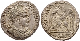City Coins of Israel: Judaea, Aelia Capitolina (Jerusalem). Caracalla. BI Tetradrachm (12.85 g), AD 198-217. EF