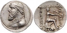 Parthian Kingdom. Mithradates II. Silver Tetradrachm (15.78 g), 121-91 BC. EF
