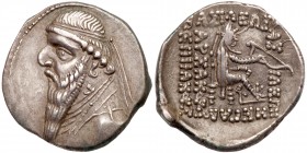 Parthian Kingdom. Mithradates II. Silver Drachm (4.15 g), 121-91 BC. EF