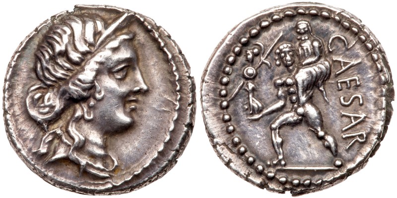 Julius Caesar. Silver Denarius (3.85 g), 48-47 BC. Military mint traveling with ...