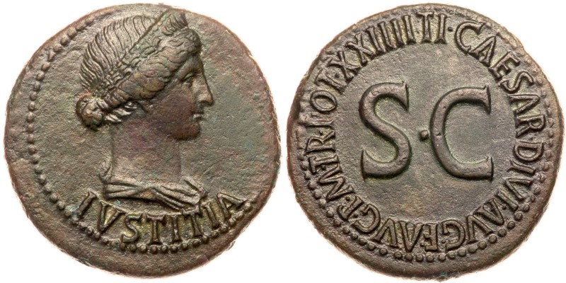 Livia. &AElig; Dupondius (13.63 g), Augusta, AD 14-29. Rome, under Tiberius, AD ...