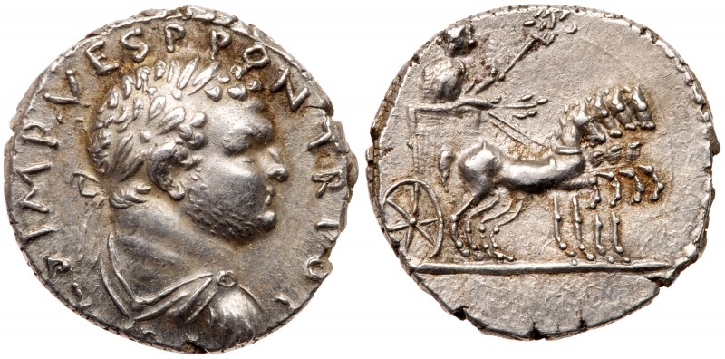 Titus. Silver Denarius (3.41 g), as Caesar, AD 69-79. Judaea Capta type. Antioch...