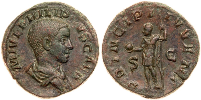 Philip II. &AElig; Sestertius (16.68 g), as Caesar, AD 244-247. Rome, under Phil...