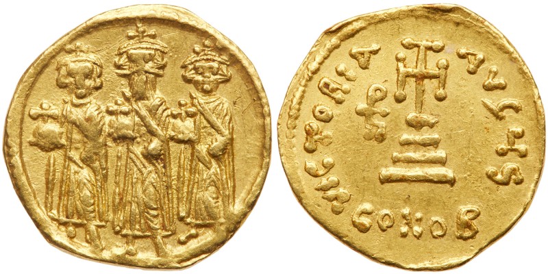 Heraclius. Gold Solidus (4.34 g), 610-641. Constantinople, 639(?)-641. Crowned f...