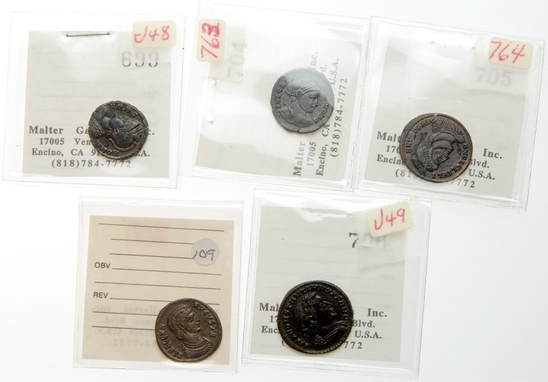 5-piece lot of Choice Quality Late Roman Period Bronzes. Consists of: Constantin...