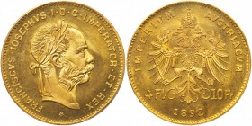 Austria. 4 Florins-10 Francs, 1892. BU
