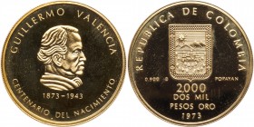 Colombia. 2000, 1500 and 1000 Pesos, 1973. PF