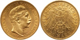 German States: Prussia. 20 Marks, 1895-A. VF