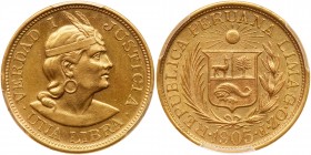 Peru. Libra, 1905-GOZF. PCGS AU