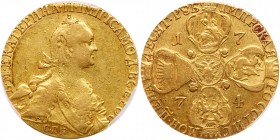 Russia. 10 Roubles, 1774-. PCGS EF45