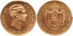 Spain. 10 Pesetas, 1878 (62) DE M. PCGS MS66