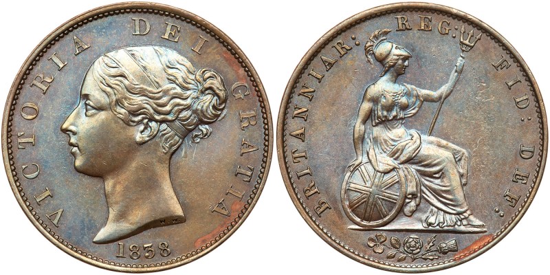 Great Britain. Halfpenny, 1838. S.3949; KM-726. Victoria. Obverse, young portrai...