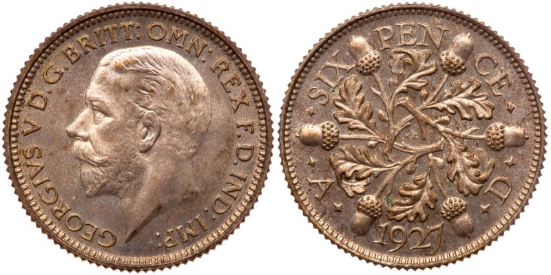 Great Britain. Proof Sixpence, 1927. S.4040; ESC-1816; KM-832. George V. An exce...