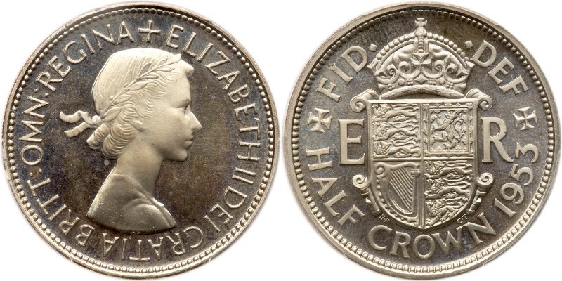 Great Britain. Proof Halfcrown, 1953. S.4137. Elizabeth II. Obverse portrait of ...