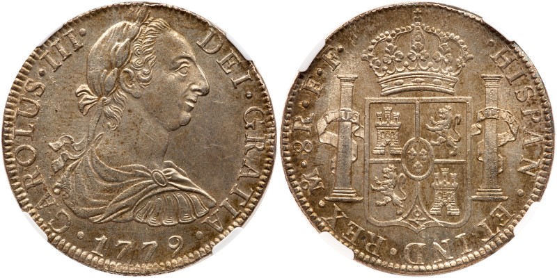 Mexico. 8 Reales, 1779-Mo FF. Eliz-89; KM-106.2. Charles III. Reflective fields ...