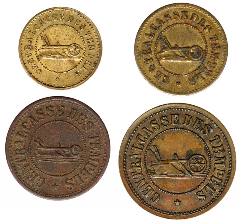 Palestine, Complete 4-Piece Set of Templar Tokens. First Issue, c. 1880 Includes...