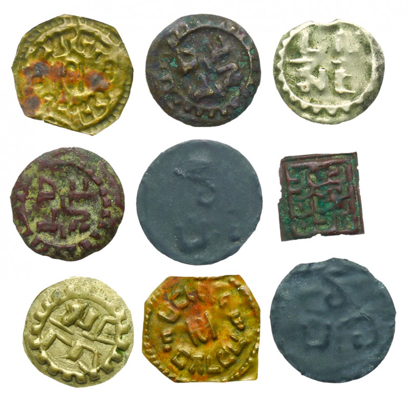 Palestine, Group of 9 Charity Tokens. Includes two Chevra Kadisha tokens (Haffne...