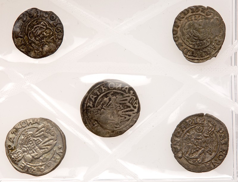 Transylvania. Lot of Small Silver 1 Denar's: Undated-CM and AB; 1527-WD, 1529-RA...